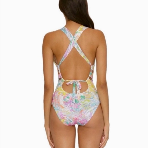Excellent Condition Becca Hot Tie Dye Plunge One Piece Swim Size: Medium - Picture 3 of 9